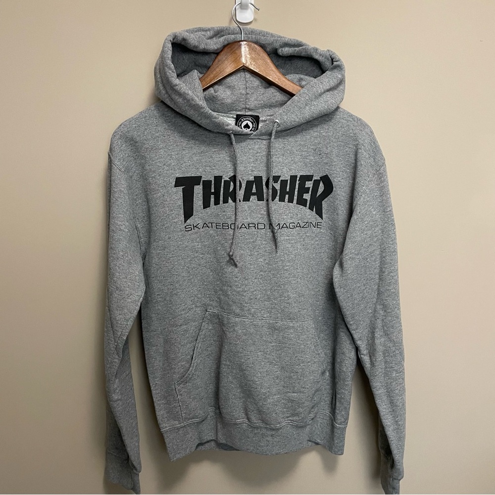 Thrasher Skateboard Heather Grey Logo Hoodie Men’s Small